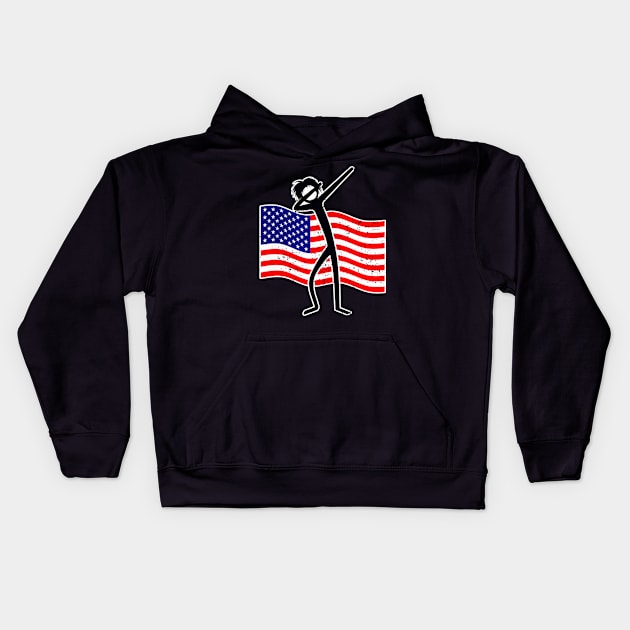 Dabbing Stick Figure - American Flag Kids Hoodie by EDDArt